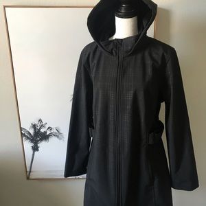 Plus size XL black long winter hooded coat